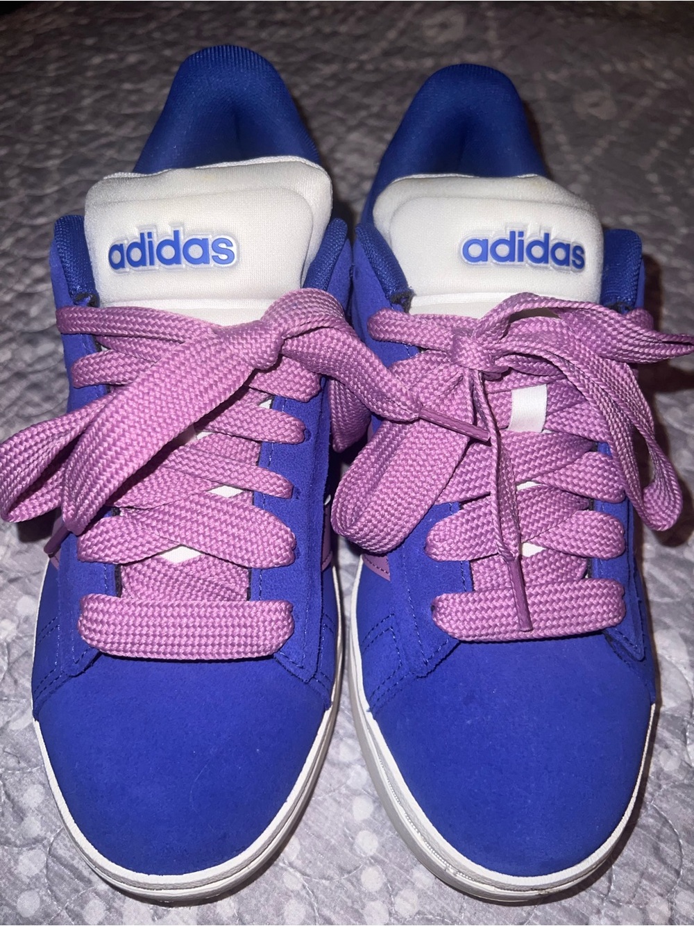 adidas Women's Blue Sneakers with Pink Laces